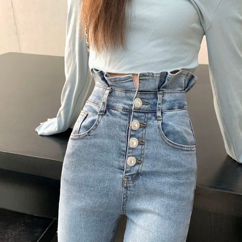 Smarter Shopping, Better Living! Aliexpress.com Stretch Denim Pants, Pencil Pants, Jeans Women, Slim Jeans, Denim Pants, Stretch Denim, Clothing Store, Denim Skirt, High Waisted Skirt