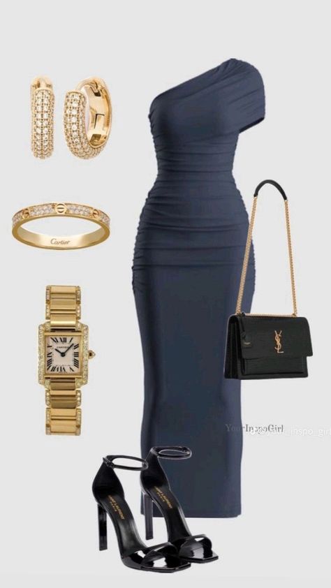 #outfit Chique Outfit, Chique Outfits, Looks Chic, Dressy Outfits, Gold Accessories, Cute Simple Outfits, Fancy Outfits, Looks Style, Casual Style Outfits