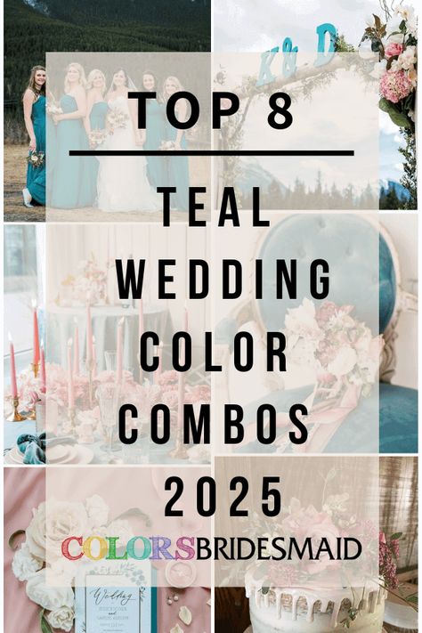 Teal and Sunflower Yellow for Teal Wedding Colors 2025, Teal Bridesmaid Dresses Sunflower Yellow Bouquets Teal Color Wedding Theme, Teal And Pink Wedding Bouquet, Teal Wildflower Wedding, Dark Teal And Blush Wedding, Teal And Rose Wedding, Light Teal Wedding Colors, Teal And Gold Wedding Ideas, Teal And Dusty Rose Wedding, Teal Pink Color Palette