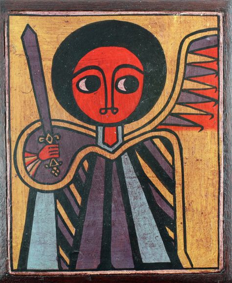 Traditional Ethiopian and African Paintings and Folk Art at St. George Gallery Ethiopian Coptic Art, Ethiopian Art Traditional, Christian Folk Art, Ethiopian Iconography, Ethiopian Painting, Ethiopia Art, African Folk Art, Ethiopian Art, Saint George And The Dragon