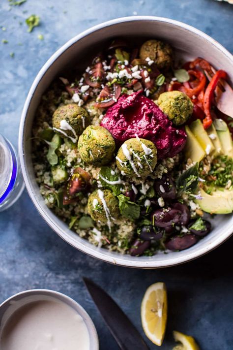 Mediterranean Falafel Bowl. - Half Baked Harvest Health Bowls, Falafel Bowl, Vegetarian Gourmet, Grain Bowl Recipe, Half Baked Harvest Recipes, Falafels, Healthy Bowls, Harvest Recipes, Grain Bowl