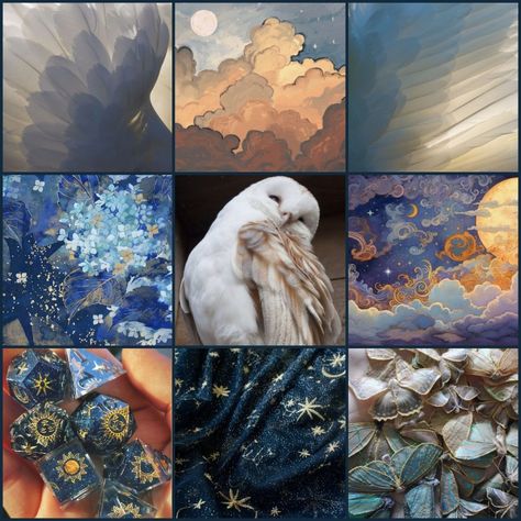 Fairy Aesthetic Moodboard, Dnd Character Mood Board, Spring Aesthetic Moodboard, Mood Board Poster, Bird Mood Board, Moth Color Palette, Cloud Moodboard, Moodboard Animals, Japanese Mood Board