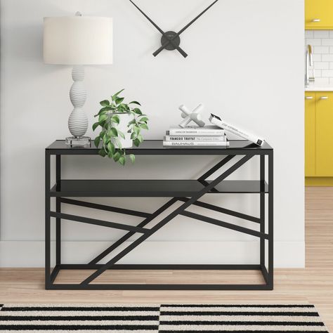 Zipcode Design Raheem Console Table | Wayfair.ca Steel Console Table, Contemporary Console, Console Table Design, Elegant Console Table, Glass Console Table, Entryway Console Table, Modern Console Tables, Wayfair Furniture, Modern Console