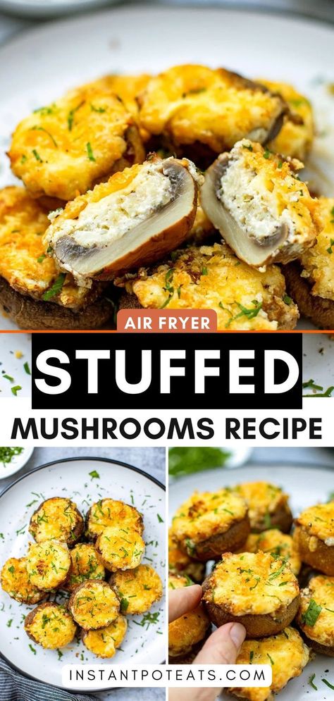 Try these easy and healthy stuffed mushrooms in the air fryer! Perfect as appetizers or snacks for any occasion. 🍄✨ #AirFryerRecipes #StuffedMushrooms #HealthySnacks Ww Stuffed Mushrooms, Mushrooms Air Fryer Recipes, Air Fry Stuffed Mushrooms, Air Fried Stuffed Mushrooms, Air Fryer Mushrooms Breaded, Air Fry Mushrooms, Stuffed Mushrooms Air Fryer, Mushrooms Air Fryer, Air Fryer Stuffed Mushrooms