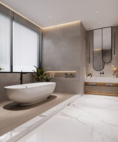 WABI-MASTER :: Behance Wabi Dani Bathroom, Bathroom Inspo Modern Master Bath, Bathrooms Scandinavian Style, Modern Neutral Bathroom Design, Modern Luxury Master Bath, Modern Master Bathrooms Luxury, Modern Luxury Bathroom Design Master Bath, Bathrooms Luxury Modern, Contemporary Master Bath