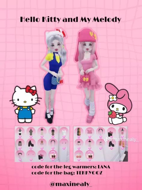 Hello Kitty Dti Fits, Dti Hello Kitty Fits, Hello Kitty Dress To Impress Outfit, My Melody Dti Outfit, Di 2010s Tv Show, Hello Kitty Dti Outfit, Roblox Dti Hacks, Dress To Impress Inspo Roblox Game, Duo Dti Outfit Ideas