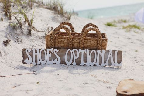 Shoes Optional Sign on Bradenton Beach Wedding Ceremony Shoes Optional Beach Wedding, Tofino Wedding, Sarasota Beach, Beach Wedding Aisles, Beach Wedding Ceremony, Beach Wedding Decorations Reception, Wedding Wishlist, Bradenton Beach, Dream Beach Wedding