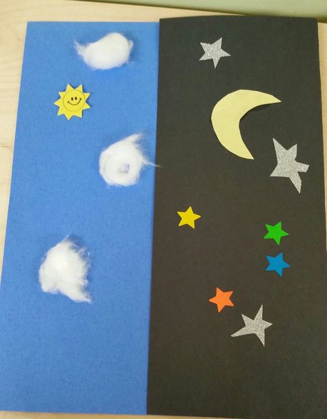 Day And Night For Preschool, Night Day Preschool Activities, Light Dark Activities Preschool, Night And Day Crafts For Kids, Day And Night Sky Activities For Kindergarten, Sun Moon And Stars Activities Preschool, Day Night Craft Preschool, Preschool Day And Night Craft, Day And Night Reggio Emilia