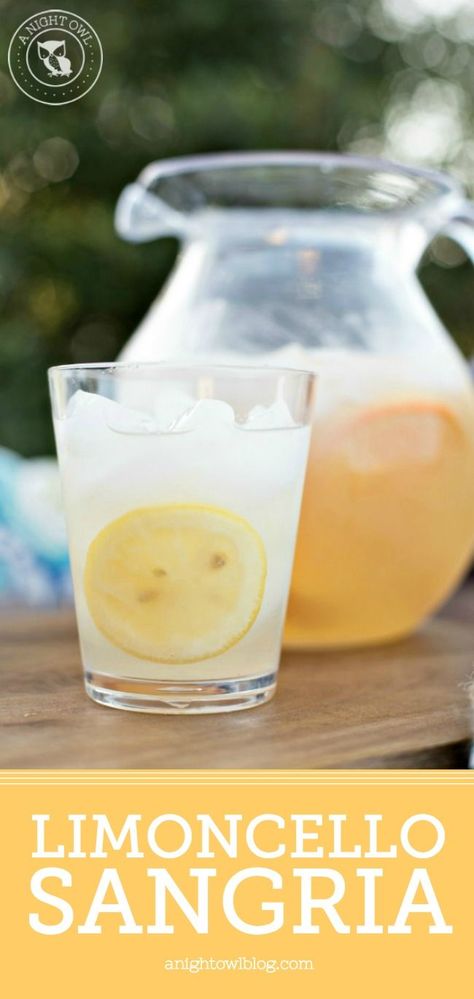 Limoncello Sangria is an easy and delicious blend of limoncello and white wine that will have you enjoying sangria all summer long! Limoncello Sangria, Grapefruit Vodka, Sangria Recipes, Delicious Drinks, Night Owl, Summer Treats, Summer Cocktails, Adult Drinks, Summer Breeze