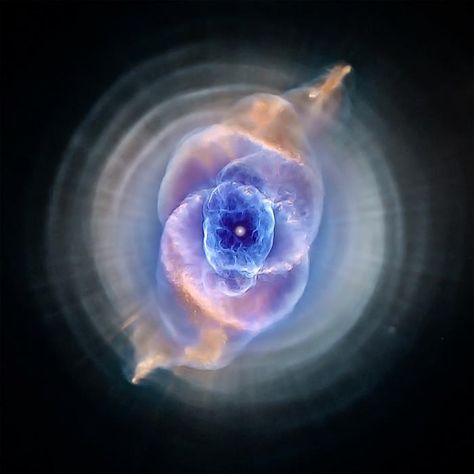 Cat's eye nebula. Nebula is an instertellar cloud of dust, hydrogen, helium and other ionized gases.Cat' eye nebula located in the constellation Draco. Structurally, it is one of the most complex nebulae known. In the center of the Cat's Eye there is a bright and hot star; around 1000 years ago this star lost its outer envelope, producing the nebula. Nasa Hubble Images, Eye Nebula, Cat's Eye Nebula, Planetary Nebula, Nasa Hubble, Hubble Images, Hubble Telescope, Hubble Space, Space Photos