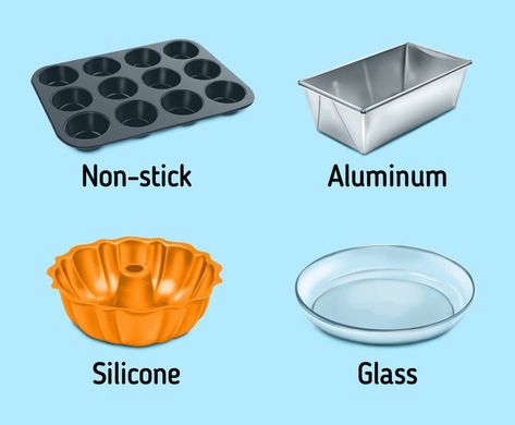 Baking is a form of art, and having the right bakeware is very important. After all, the quality of your baked goods directly depends on it. 5-Minute Crafts would like to tell you about the main types of baking pans and explain how they are different from each other and how to choose the right ones. How To Make Brownies, Cupcake Pans, Creative Recipes, Silicone Bakeware, Impressive Recipes, Acidic Foods, Bundt Pan, Cooking Techniques, Cooking Meat