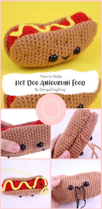 4 Amigurumi Hotdog Free Pattern Ideas - Carolinamontoni.com Hot Dog Crochet Pattern Free, Amigurumi Hot Dog, Crochet Picnic Food, Hot Dog Crochet Pattern, Crochet Hot Dog Pattern Free, Crochet Toys For Dogs Free Pattern, Amigurumi Free Pattern Food, Crochet Poptart Free Pattern, Free Food Crochet Patterns