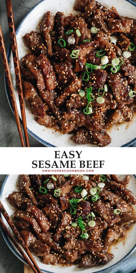 Sesame Beef Stir Fry, Chinese Dishes Easy, Asian Meat Dishes, Easy Asian Beef Recipes, Recipes Using Sesame Oil, Chinese Meat Recipes, Beef Flank Recipes, Asian Skirt Steak Recipes, Sesame Beef Recipe