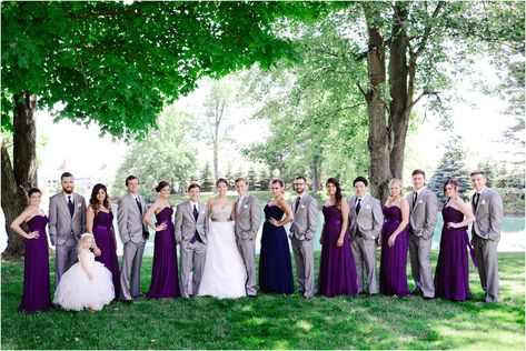 Plum Navy And Grey Wedding, Purple Gray Wedding, Dark Grey Groomsmen, Purple And Gray Wedding, Gray Wedding Party, Grey Groomsmen, Grey Wedding Theme, Lilac Bridesmaid, Groomsmen Grey