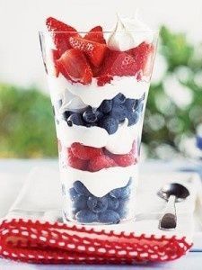 Memorial Day Fruit Parfait Memorial Day Desserts, Bbq Drinks, Memorial Day Foods, Fruit Parfait, Patriotic Food, Patriotic Desserts, Blue Desserts, 4th Of July Desserts, Fourth Of July Food