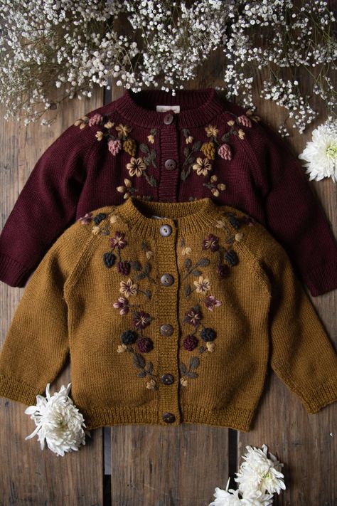 knitted cardigans for children Kids Cardigans, Dress Design Patterns, Christening Dress, Comfy Shirts, Cardigan Shirt, Woodland Baby, Embroidered Jacket, Knitted Cardigan, Baby Patterns