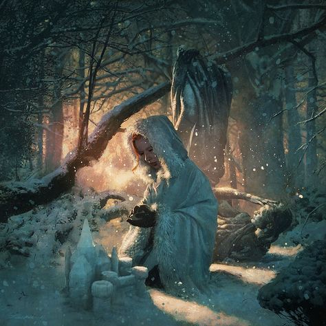 Sansa Stark in the godswood at the Eyrie    By Michael Komarck for the 2009 A Song of Ice & Fire Calendar Alayne Stone, Winter Is Coming Stark, Snow Castle, Stark Family, Game Of Thrones Series, Asoiaf Art, Song Of Ice And Fire, Jaime Lannister, Cersei Lannister