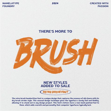 Retro Brush Font | Handwritten Brush Font FIND MORE: https://namelatype.com/retro-brush-font/ The retro brush handwritten font is a unique design that captures the essence of old charm with its dry brush stroke style. This unusual design technique gives the typeface a lovely feel and fluidity, allowing it to stand out in any design project. This font’s letters have a real, hand-painted feel to them, which adds warmth and personality that computer typefaces typically lack. One of the most n... Documentary Graphics, S Letters, Font S, Paint Font, Fonts For Designers, Script Typeface, Hand Drawn Fonts, Graphic Projects, Brush Script