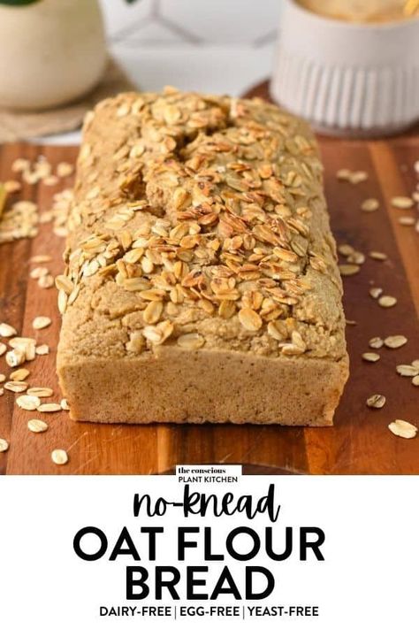 Vegan Gluten Free Bread Recipe Easy, Gluten Free Bread No Eggs, Oatmeal Bread Gluten Free, Oat Bread Recipe No Flour, Oat Flour Bread Recipe, Flower Bread Recipe, Oat Flour Bread, Chickpea Flour Bread, Healthy Gluten Free Bread