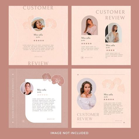 Review Design Social Media, Instagram Design Layout, Instagram Review, Black And White Instagram, Instagram Planner, Graphic Design Brochure, Aesthetic Clinic, Newsletter Design, Customer Review