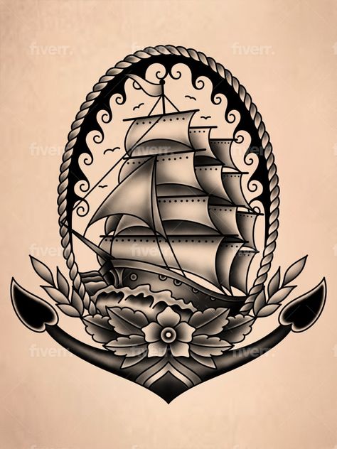 Get a custom traditional tattoo-style design created just for you! High-quality and unique designs that showcase your individuality. History Tattoo Ideas, Unique American Traditional Tattoo, Unique Traditional Tattoo, Traditional Nautical Tattoo, Traditional Ship Tattoo, Traditonal Tattoo, Nautical Tattoo Sleeve, Traditional Tattoo Designs, History Tattoos