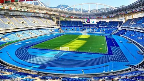 Olympic stadium for track and field (Engenhão) at #Rio2016 @NBCOlympics Track Pics, Finish The Race, Olympic Track And Field, 5000m, Word Cup, Stadium Design, Rio 2016 Olympics, Olympic Stadium, Rio Olympics 2016