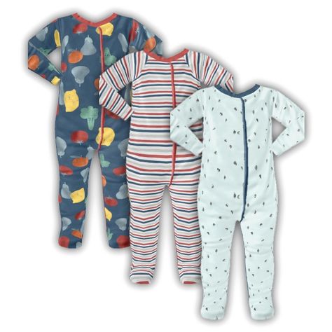 Infant Striped Veggie Footie Pajamas - Screenshots - The Sims 4 Create a Sim - CurseForge Sims 4 Toddler Pajamas, Fox Onesie, Panda Pyjamas, Masculine Clothing, Sims Baby, Sleep Gown, Sims 5, Footie Pajamas, Pink Fox