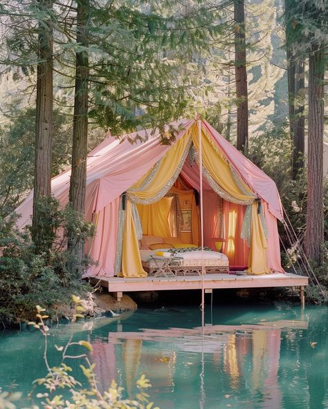 Now this is glamping 🏕️✨ #glamping #campinginstyle #glampinglife #glampinglakeside #campingsetup #glampinglifestyle Glamping Photography, Glamping Diy, Festival Glamping Campsite, Glamping Structures, Glamping But With Glam, Glamour Camping, Camping Set Up, Kids Books, Shiny Things