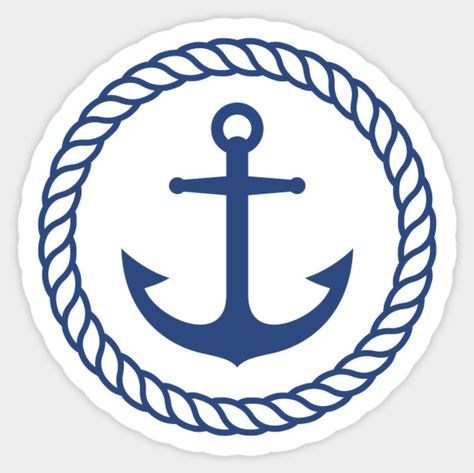 Sticker featuring a dark blue anchor inside a rope border Nautical Stickers, Sailor Logo, Gilligans Island, Border Sticker, Rope Border, Hawaii Pictures, Art Logos, Ship Anchor, Old Key