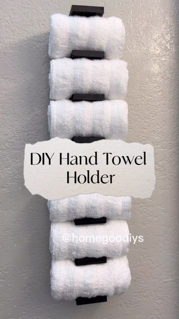 Diy Towel Holder Bathroom, Diy Hand Towel Holder, Diy Towel Rack Bathroom, Diy Towel Holder, Towel Holder Diy, Diy Towel Rack, Bathroom Towel Decor, Dollar Tree Hacks, Towel Decor