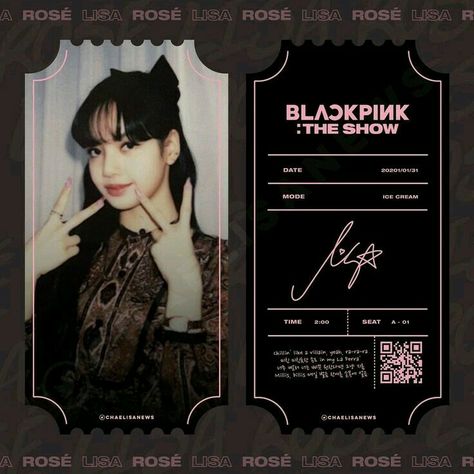 Blackpink Ticket Sticker, Blackpink Concert, E Ticket, Concert Ticket, Graphisches Design, Black Pink Background, Ticket Design, Blackpink Poster, Kpop Drawings