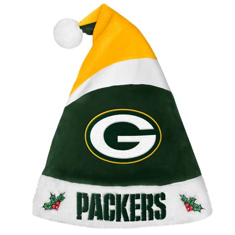 New! Green Bay Packers Basic Santa Hat - 2016 #GreenBayPackers Green Bay Packers Ornaments, Green Bay Packers Funny, Green Bay Packers Crafts, Packers Funny, Packers Christmas, Green Bay Packers Clothing, Green Packers, Packers Gear, Green Bay Packers Football