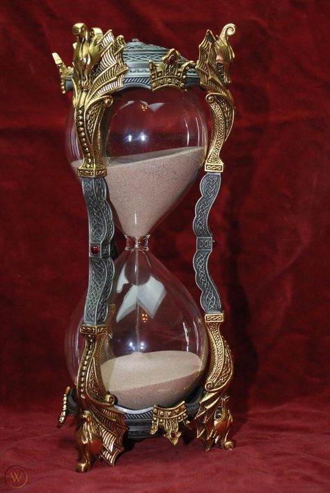 Ornate MERLINS CRYSTAL HOURGLASS RUBY CRYSTALS FRANKLIN MINT EXCELLENT CONDITION | #1808307445 Hourglass Antique, Hourglass Vintage, Crystal Furniture, Classic Mansion, Sand Clock, Hourglasses, My Fantasy World, Ruby Crystal, Hour Glass