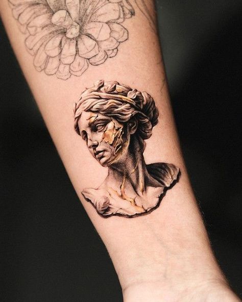 Classical Painting Tattoo, Black And Gold Tattoo, Creativity Tattoo, Simple Tattoos For Men, Sculpture Tattoo, Best Tattoos For Men, Half Sleeve Tattoos Sketches, Men Tattoo Ideas, Ink Master Tattoos