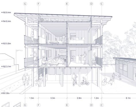 Section Perspective Architecture Drawing, Sectional Perspective Architecture, Perspective Section Architecture, Section Perspective Architecture, Cross Section Architecture, Section Perspective, Perspective Section, Sectional Perspective, Urban Design Graphics