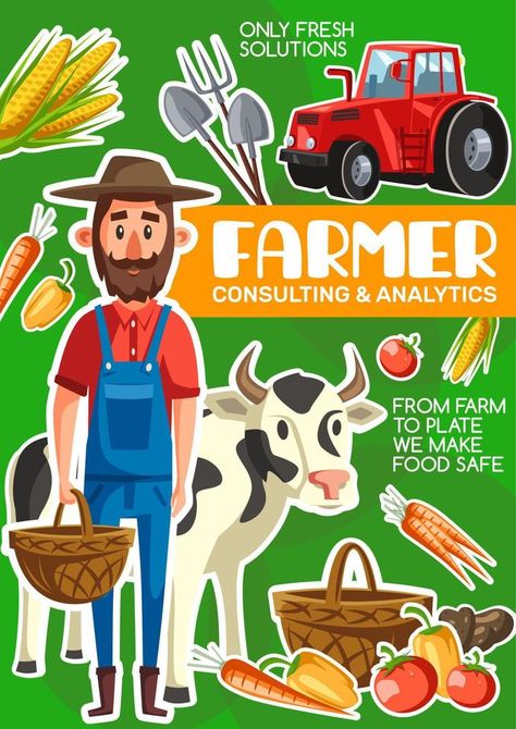 Farmer cattle and farming agriculture poster Agriculture Poster, Middle School Survival, Agriculture Farming, School Survival, Vector Sketch, Poster Poster, Poster Making, Agriculture, Farmer