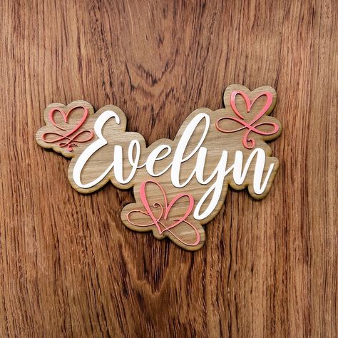 Love love love this ❤️ name sign. We have some really pretty acrylic colours in stock, as well as different wood finishes to choose from. #lasercut #doorsign #childrensnamesigns #kidsdoorsign #kidsroomdecor #nameplates Acrylic Colours, Wood Finishes, Love Love Love, Name Sign, Acrylic Colors, Door Signs, Name Signs, Love Love, Name Plate