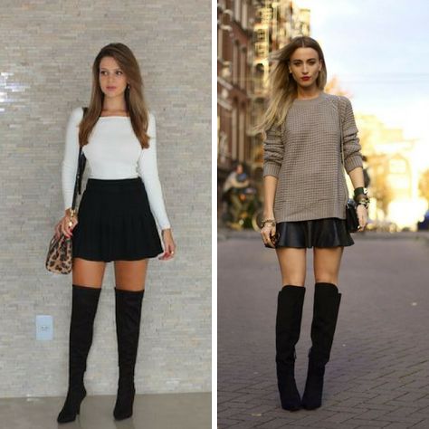 Bota Over, Over The, Over The Knee, Skater Skirt, The Knee, Casual Outfits, Baby Shower, Shower, Boots