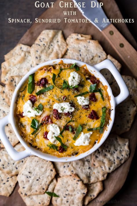 Goat Cheese Dip Sundried Tomato Appetizer, Cheese Dip Crockpot, Recipes Goat Cheese, Tomato Appetizer, Dip Crockpot, Tomato Appetizers, Cream Cheese Breakfast, Goat Cheese Dip, Goat Cheese Recipes