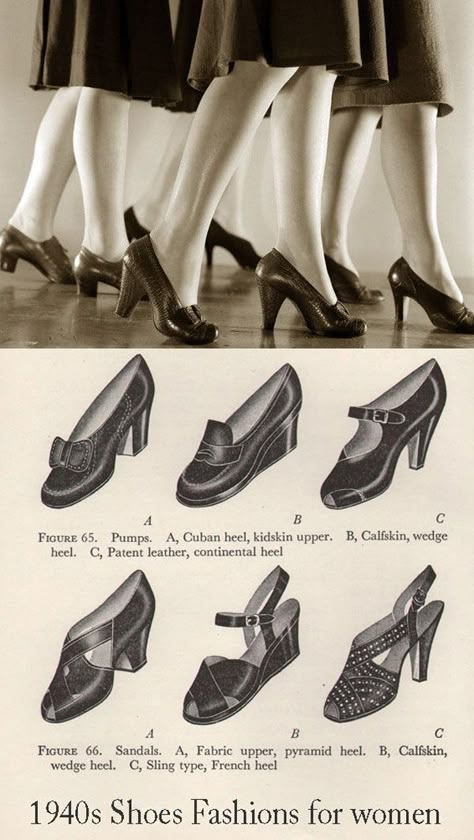 40s Mode, Shoes Reference, Catalog Fashion, 1930s Shoes, 1940s Shoes, 1940's Fashion, Fashion 1940s, Nike Internationalist, Lauren Bacall