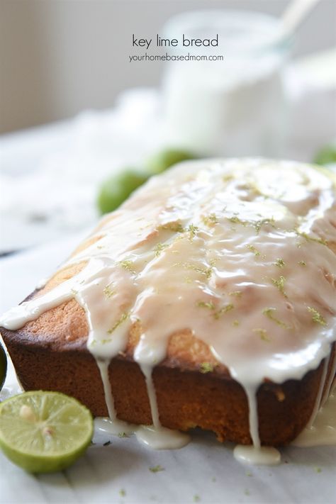 Key Lime Bread Recipe - Key Lime Bread will have you dreaming of Florida beaches and ocean breezes. The lime glaze packs the perfect lime punch! Key Lime Bread, Lime Bread, Key Lime Glaze, Key Lime Recipes, Key Lime Pound Cake, Lime Pound Cake, Mini Loaf Cakes, Lime Glaze, Lime Punch