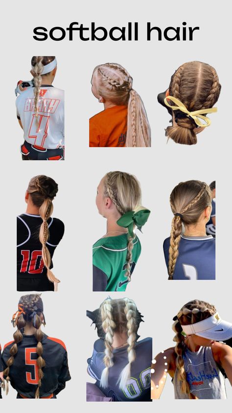 #softball Softball Braids, Easy Easter Hairstyles, Softball Hair, Soccer Hair, Preppy Hairstyles, Competition Hair, Softball Hairstyles, Hairstyle Examples, Easy Hairstyles For Thick Hair