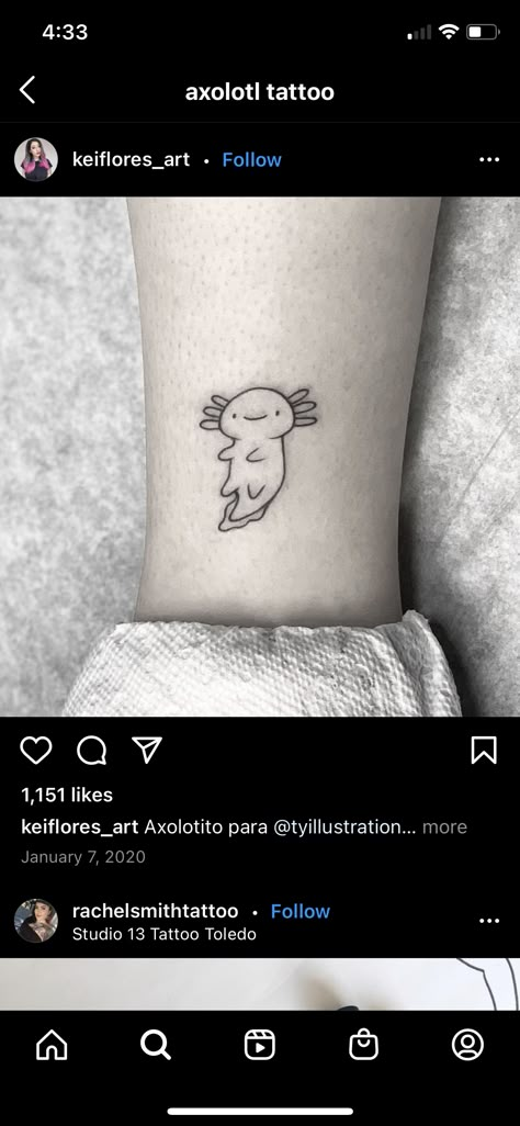 Axolotl Tattoo Drawings, Matching Axolotl Tattoos, Minecraft Axolotl Tattoo, Small Axolotl Tattoo, Axalotal Tattoo, Cute Lil Tattoos Simple, Axolotl Tattoo Simple, Axolotl Tattoo Cute, Axotl Tattoo