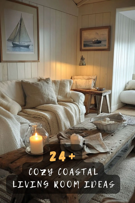 Looking to bring a beachy vibe to your home? 🏖️ Check out these 25+ cozy coastal living room ideas that will transform your space into a serene retreat! Discover how to mix soft colors, natural textures, and nautical decor to achieve that perfect seaside charm. Click to explore all the inspiring designs! 🌊 #CoastalLiving #CozyHome #LivingRoomDecor #BeachStyle #InteriorDesign #HomeInspiration #DesignIdeas Serene Coastal Living Room, Vintage Interior Design Living Room, Coastal Coffee Table Decor, Coastal Casual Decor, Beach Cottage Living Room, Coastal Living Rooms Ideas, New England Coastal Decor, Cozy Coastal Living Room, Cozy Coastal Cottage