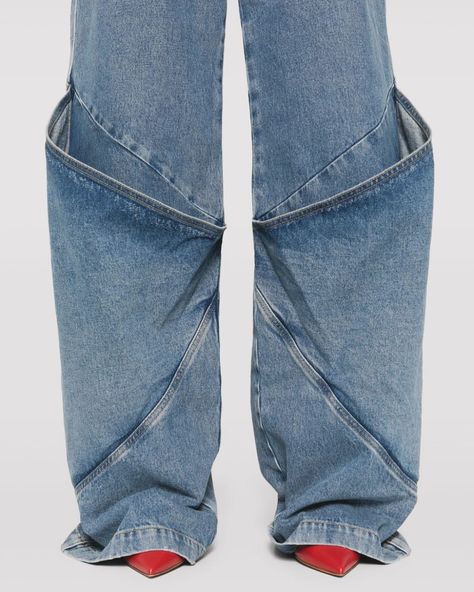 THE ATTICO JEANS Denim Wide Leg, Leg Belt, The Attico, Jeans Wide, Cotton Jeans, Women Cargos, Leather Cap, Dolce E Gabbana, Denim Cotton