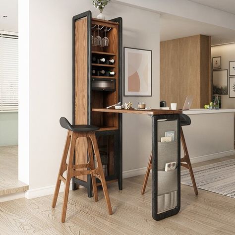 Compact Bar Ideas For Home, Corner Bar Table, In House Bar Small Spaces, Bar Table And Stool, Bar Table For Home, Bar Counter Small Space, Small Bar Unit In Living Room, Minimalist Bar Design Home, Mini Bar At Home Living Rooms