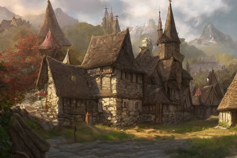 prompthunt: A small medieval village, fantasy, D&D, concept art, sharp focus, trending on artstation, digital painting, midday, sunny, beautiful Medieval Village, Minecraft Builds, Digital Painting, Sunnies, Minecraft, Concept Art, Building, Art