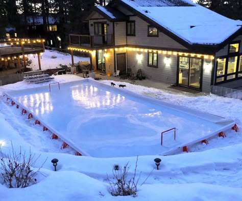 Diy Ice Rink, Outdoor Hockey Rink, Backyard Hockey Rink, Backyard Ice Rink, Backyard Office Shed, Backyard Rink, Ice Hockey Rink, Joseph Oregon, Outdoor Rink