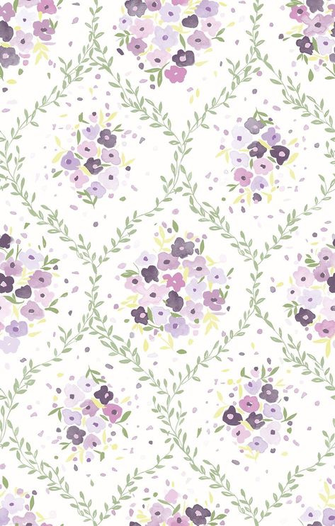 Lavender Trellis peel and stick wall mural's purple watercolor florals and trellis of creeping green vines brings classic femininity to your interiors. Lavender Trellis Peel and Stick Mural contains 2 pieces on 2 sheets that measure 108 x 18 inches. York Wallcoverings always recommends visiting your local York Authorized Dealer, Showroom or Designer. These local partners have a vast product knowledge and can provide invaluable assistance with color and design selection, technical information, in
#FloralFrenzy #PatternPerfection #BloomAndStyle #FlowerPower Lavender Peel And Stick Wallpaper, Purple And Green Wallpaper, Purple Floral Wallpaper, Peel And Stick Mural, Lavender Pattern, Modern Floral Pattern, Product Knowledge, Green Vines, Bow Wallpaper