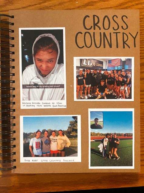 Scrapbook Sports Ideas, Cross Country Scrapbook Ideas, Running Scrapbook, Running Journal, Cross Country Training, Yearbook Pages, Summer Scrapbook, Scrapbook Book, Cross Country